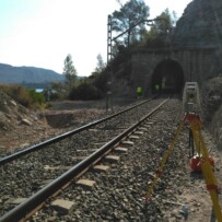 Trabajos de topografía en Línea férrea Barcelona-Caspe-Zaragoza